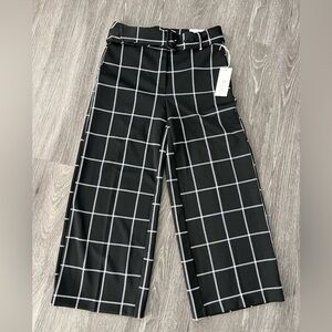C by one Black and White Checkered Wide Leg ankle length Pants Medium NEW